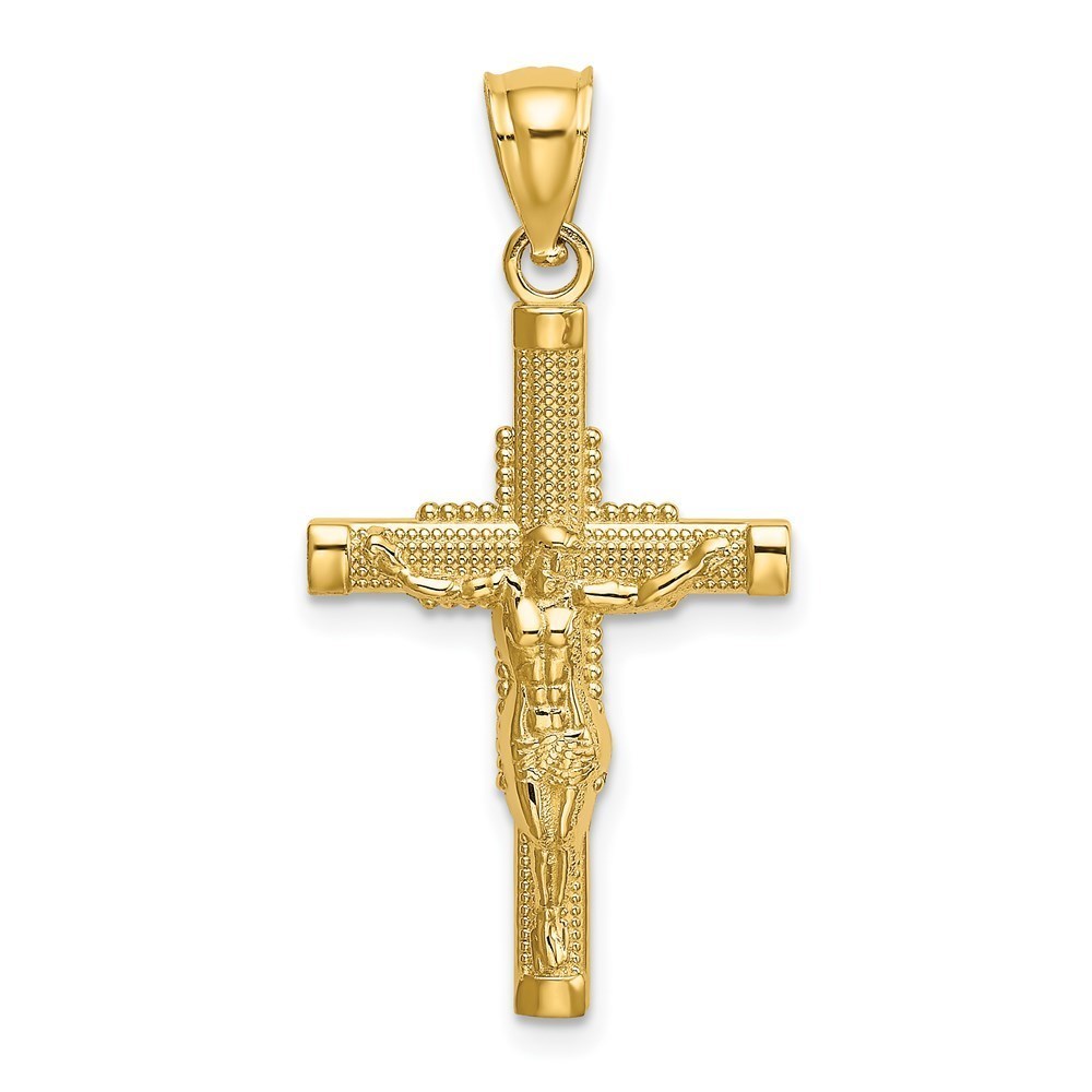 Million Charms 14K Beaded Accent Religious Crucifix Necklace Charm Pendant
